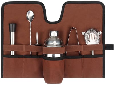 Dailygoods- Barmantas - Opvouwbare Cocktailset - Canvas Draagtas - Compact en Lichtgewicht - Voor Kamperen en Reizen - Duurzaam Materiaal