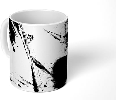 Mok - Koffiemok - Verf - Zwart - Abstract - Mokken - 350 ML - Beker - Koffiemokken - Theemok
