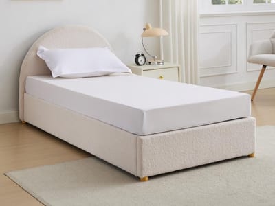 Vente-unique Bed met opbergruimte stof crème 90 x 190 cm