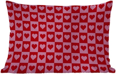 Buitenkussens - Rood - Roze - Schaakbord - Valentijn - 60x40 cm - Weerbestendig