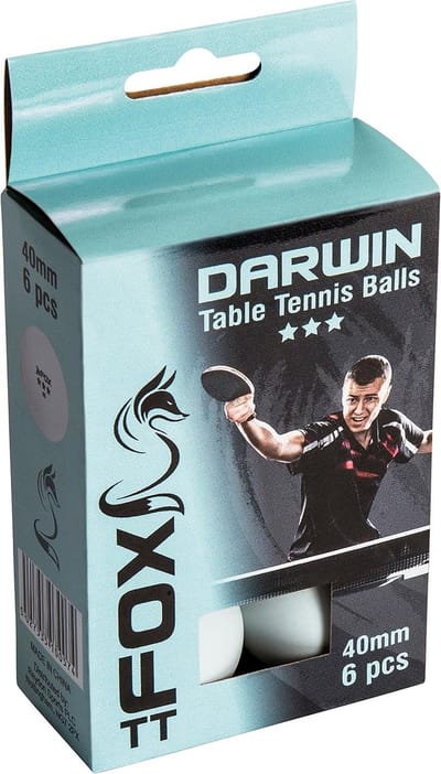 Tafeltennisballen 3 sterren - kunststof 40mm - set van 6 wit