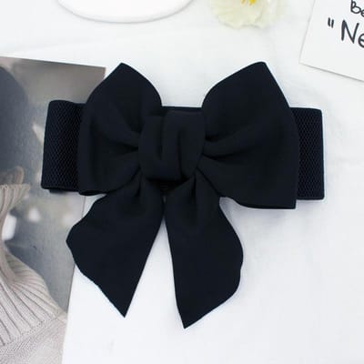 Dames Stretch Taille Riem Banden Elegant Breed Zij Tailleband Grote Strik Elastische Riemen Voor Meisjes Jurk Jas Cummerbunds Korset 75cm zwart