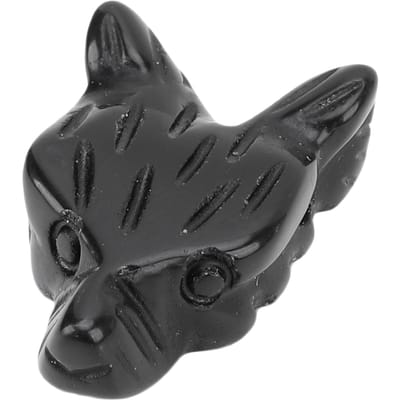 Pendentif en forme de tête de loup Statue d'animal sculptée Décoration pour hommes Femmes Fabrication de bijoux Cadeau de vacances Obsidienne black