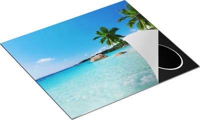 Chefcare Inductie Beschermer Tropisch Strand en Zee - 60x50 cm - Afdekplaat Inductie - Kookplaat Beschermer - Inductie Mat