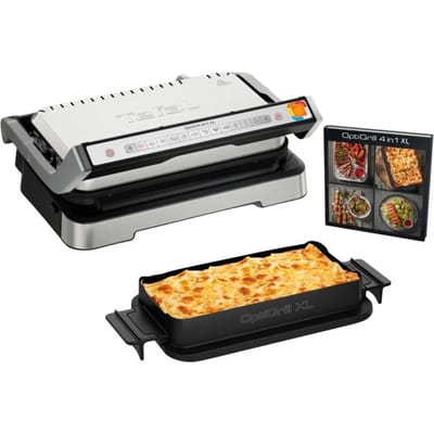 Tefal OptiGrill 4in1 XL GC784D - Intelligente Contactgrill - Grill, Tafel barbecue, Oven en Complete Maaltijd - 12 Automatische Programma's - Groot Grilloppervlak - 2200W - RVS
