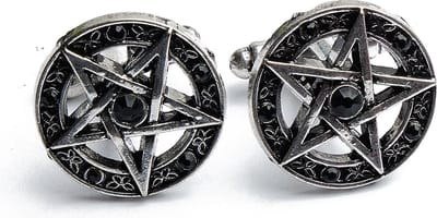 Manchetknopen - Pentagram met Zwarte Stenen