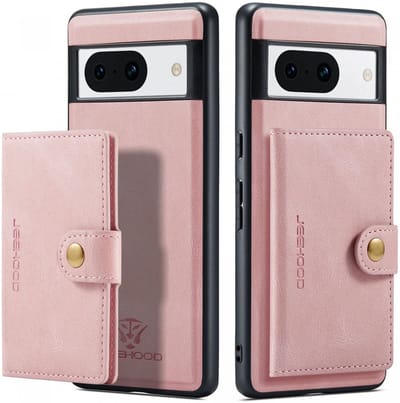 CaseMe JH-01 Hoesje Geschikt voor Google Pixel 8a | Back Cover met Magnetische Kaarthouder | Beschermhoes Pasjeshouder Achterkant | 4 Pasjes en Briefgeld | Roze