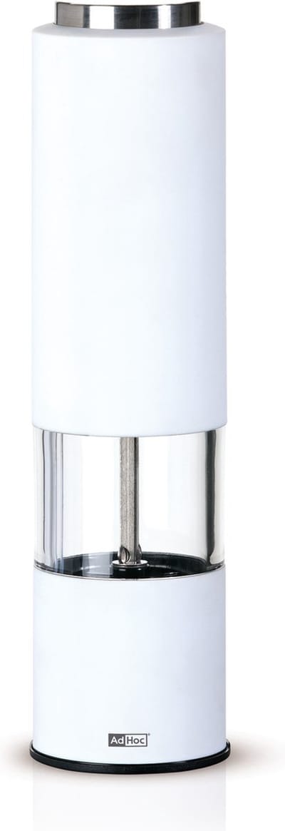 AdHoc Tropica Elektrische Peper- of Zoutmolen – Wit – 21,5 cm – Keramisch CeraCut Maalwerk – LED Licht – Acryl & RVS