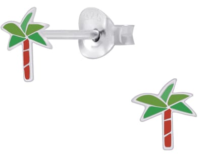 Joy|S - Zilveren palmboom oorbellen - 6 mm