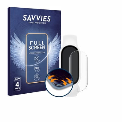 Savvies - Screenprotector voor Xiaomi Smart Band 10 Ceramic Edition - Folie Beschermfolie transparant volledig dekking 4 Stuks