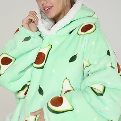 Overize Deken-Hoodie voor Vrouwen - Zachte Avocado Groene Fleece Sweatshirt voor Volwassenen en Kinderen, Perfect voor Winter