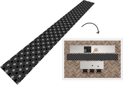Keukenloper - Keukenmat - Kompas - Patronen - Zwart Wit - 400x50 cm - Keuken vloerkleed