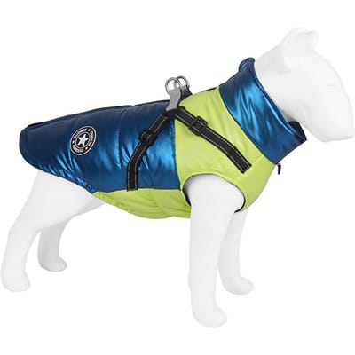 Hondenjas met Tuigje Winter Warm Hondenkleding voor Kleine Middelgrote Honden Waterdichte Huisdierenjas Chihuahua Franse Bulldog Kostuum M blue
