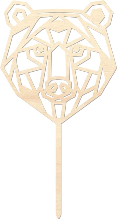 Houten caketopper / taarttopper - Beer - Taart / Cake topper op bestelling gemaakt