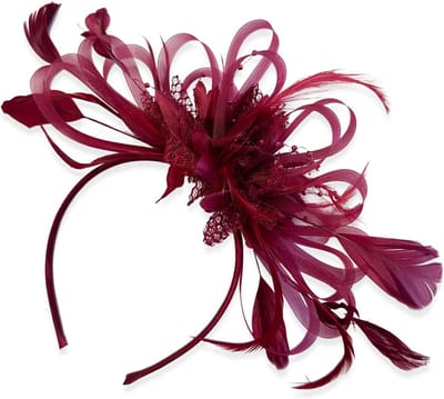 Fascinator Hoofdband - Haar Accessoire - Feestelijke Gelegenheid - Bevestigd met hoofdband - 1 Stuk - Donker Wijnrood