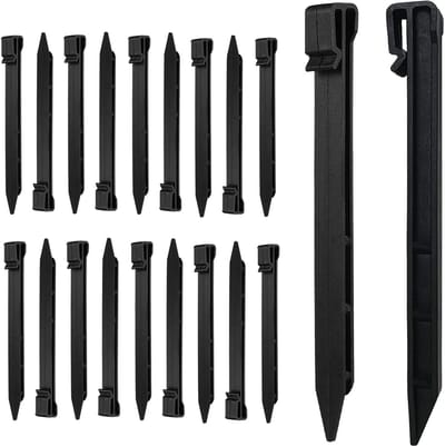 Dailygoods- Grondankers 20 Stuks - Kunststof Haringen - 25 cm - Robuust/Duurzaam - Bevestiging Gazonrandband - Groen/Antraciet - Gazonharing