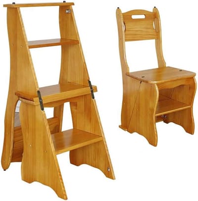 Vouwtrapje - Opstapkrukje - Hoge plekken bereiken - Ruimtebesparend inklapbaar - 4 treden - Houtkleur