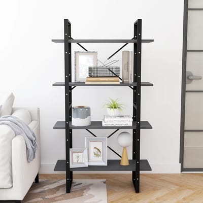 vidaXL - Boekenkast - met - 4 - schappen - 80x30x140 - cm - massief - grenenhout - grijs