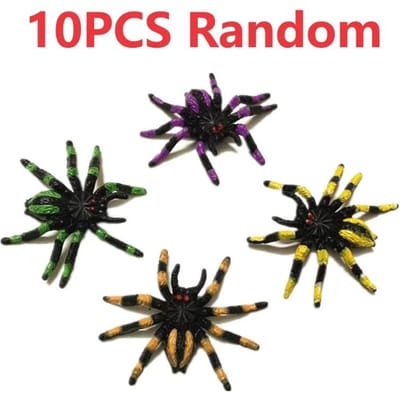 10 pièces de Mini Modèles de Souris Farceurs et Araignées Blanches Accessoires Parodie d'Horreur Halloween Jour des Farces Jouets Images d'Animaux en Plastique black