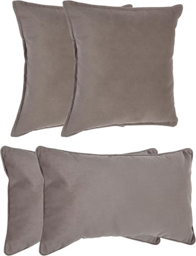 Atmosphera Bank/sierkussens Sophia - set 4x - Taupe/beige - polyester - met rits - In 2 formaten