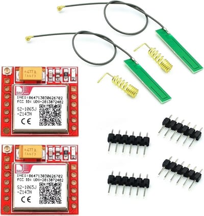 GPRS GSM-module 2x - Breakout Module met TTL seriële interface voor Quad-Band 850/900/1800/1900MHz - SIM-kaartsleuf en antenne