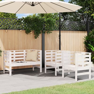 vidaXL - 3-delige - Loungeset - massief - grenenhout - wit