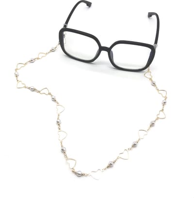 Brillenkoord - Brilkoord - Brilketting - Bril accessoires - 60 cm - Hartjes - Goud