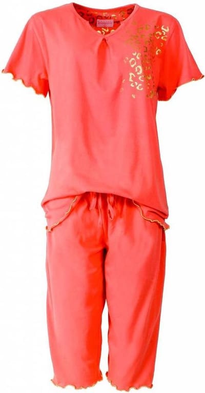 Irresistible Dames Pyjama - 3/4 broek - V Hals - Oranje - Maat S