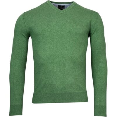 Baileys Trui V-Hals Single Knit Pima Cotton Groen Melange / male