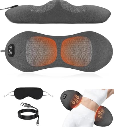 3-in-1 rugmassageapparaat - Elektrische lendenmassage met warmte, vibratie, tractie en lendensteunkussen voor diepe rugmassage en ontspanning - Ergonomisch