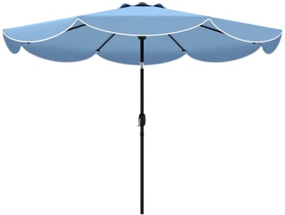 Premium Parasol - Ronde Tuinparasol met Draaihendel - Stokparasol - Ø265 x 235 cm - Strandparasol - Terrasparasol - Balkonparasol - Kantelbaar & Verstelbaar - UV-Bestendig - Strand, Balkon, Terras & Tuin - Hemelsblauw