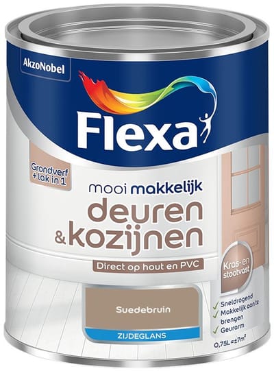 Flexa - Mooi Makkelijk Deuren & Kozijnen Zijdeglans - Suedebruin - Mengverf - 750 Ml
