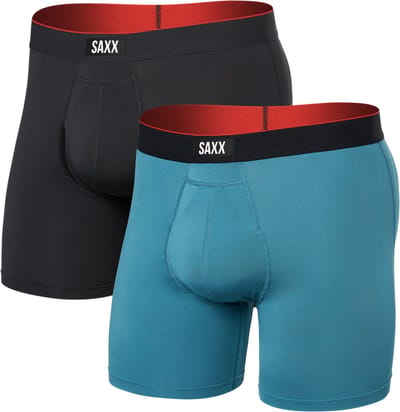 SAXX Heren Boxershort Multi-Sport Mesh - 2-Pack - Boxer met BallPark Pouch® PRO - Sport Ondergoed met kortere pijp - Lichtblauw - M