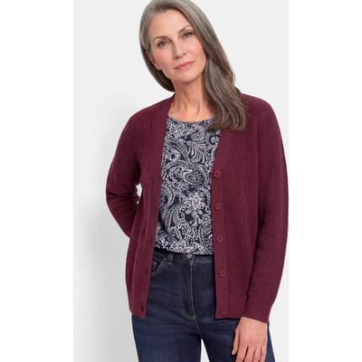Onderhoudsarm tricot jasje met hoogwaardige ribstructuur - bordeaux - Gr. 19 van Goldner Fashion