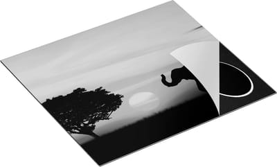Chefcare Inductie Beschermer Olifant Silhouet tijdens Zonsondergang - Zwart Wit - 60x50 cm - Afdekplaat Inductie - Kookplaat Beschermer - Inductie Mat
