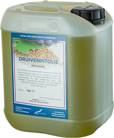 Druivenpitolie 10 Liter - 100% Natuurlijk - biologisch en koudgeperst - grapeseed oil