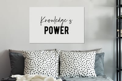 Canvas Schilderij Quotes - Kennis - Leren - Studenten - Studeren - 60x40 cm - Wanddecoratie