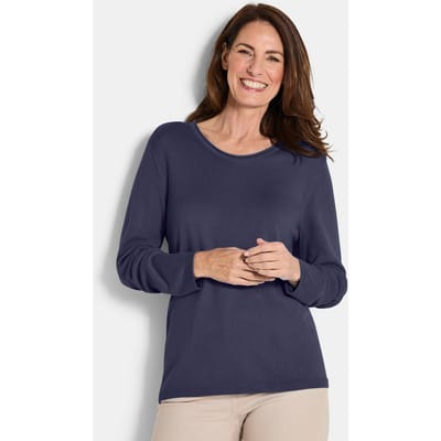 Tricot pullover van katoen en viscose - marine - Gr. 38 van Goldner Fashion