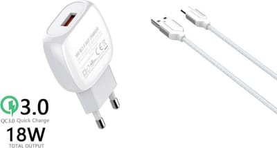 Usb Fast Charger + usb-C Kabel - 18w - 5V/3A Stekker usb - Telefoon oplader - 1 Meter