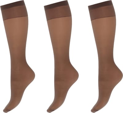 Marianne - Dames Kneehighs Satin Sheers Panty - 15Den - 3-Pack - Maat One Size - Graphite