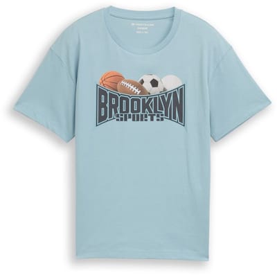 Tom Tailor - Oversized T-shirt met fotoprint - Maat 152 - light teal