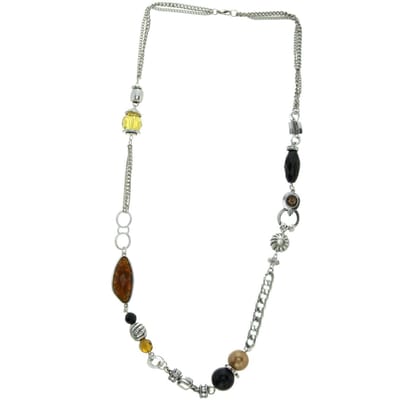 Behave Lange ketting met glas kralen en kunststof parels – Nikkelvrije modeketting
