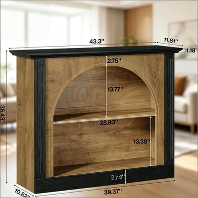 OKWISH Consoletafel - Drie Niveaus Met Opbergruimte - Voor Hal En Woonkamer - Hout Zwart Rustiek - 110 x 30 cm