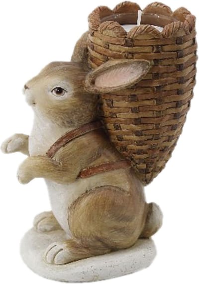 Clayre & Eef Theelichthouder Konijn 11x7x14 cm Bruin Kunststof Waxinelichthouder