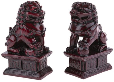 Dailygoods- Leeuwenbeeldjes - 2 Fu Hondenfiguren - 10,5 x 6 x 4 cm - Aziatische Decoratie - Feng Shui Decoratie - Cadeau-idee - Exclusief Design - Decoratiebeeldjes