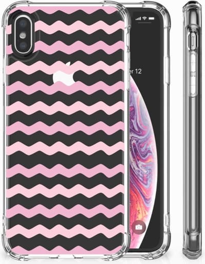Apple iPhone X | Xs Doorzichtige Silicone Hoesje Waves Roze