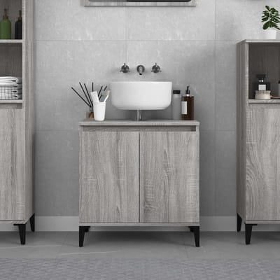 vidaXL - Wastafelkast - 58x33x60 - cm - bewerkt - hout - grijs - sonoma - eikenkleurig