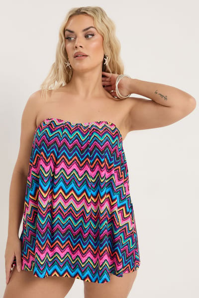 Yours Zwarte Tankinitop Met Chevronprint Size 42