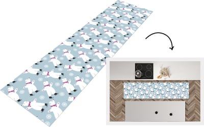 Keukenloper - Loper keuken - Schaatsen - IJsbeer - Patronen - 200x50 cm - Keukenloper vinyl