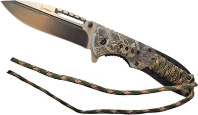 X-Treme Camou Rope Knife RVS Zakmes+ Paracord Assisted Flipper Assist Roestvrijstaal Outdoor Klapmes